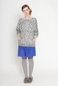 AW1112 LEOPARD BATWING RAGLAN DRESS - GREY - Other Image